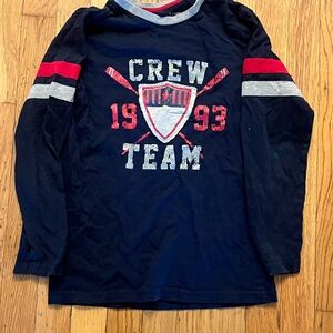 Tailor Vintage Blue and Red Long Sleeve Tee Crew Team